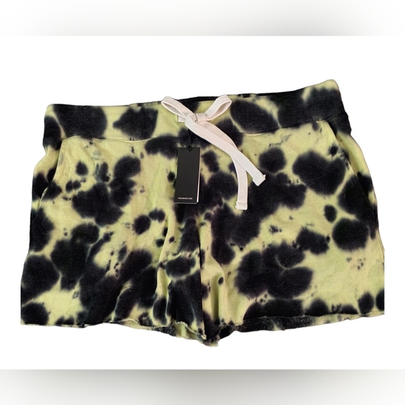 MonrowMonrow Sweat Shorts Green and Black Tie-Dyed Drawstring Elas L NWOT - Picture 1 of 5
